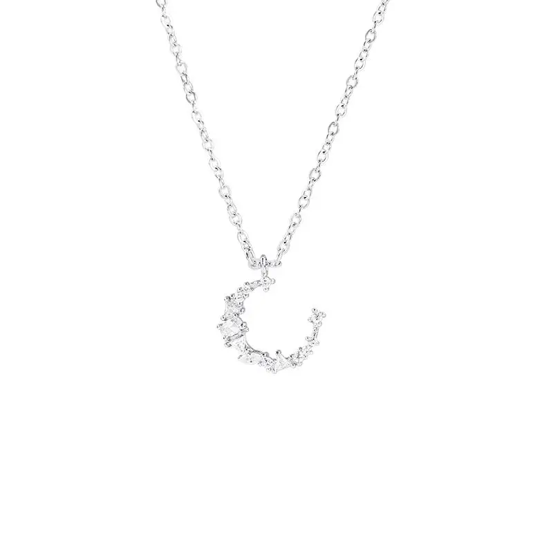 

VA-122 Korean version of the new flash diamond irregular crescent temperament moon necklace clavicle chain wild