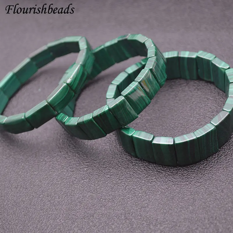 Браслеты из натурального малахита прямоугольные эластичный браслет бусин