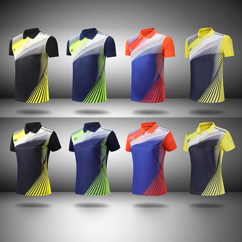 Рубашки для бадминтона с коротким рукавом мужчин и женщин рубашки настольного