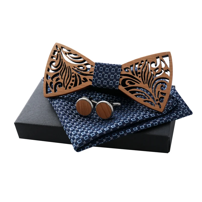 Набор из 3 экологичных галстуков бабочок с носовым платком Z305SQ для мужчин и