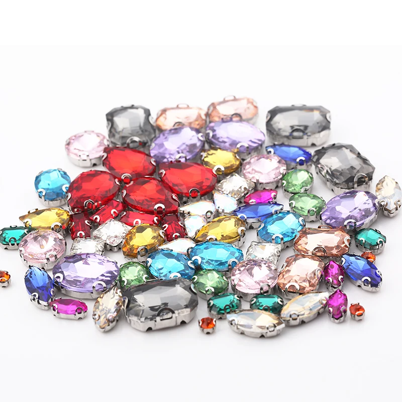 Распродажа 64 шт./лот смешанные цвета стеклянные стразы для шитья аксессуары