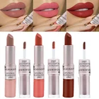Нюдовый блеск для губ 2 в 1, 12 цветов, матовая водостойкая Сексуальная Красная Глянцевая стойкая бархатная Нелипкая помада, модный тинт для губ, макияж