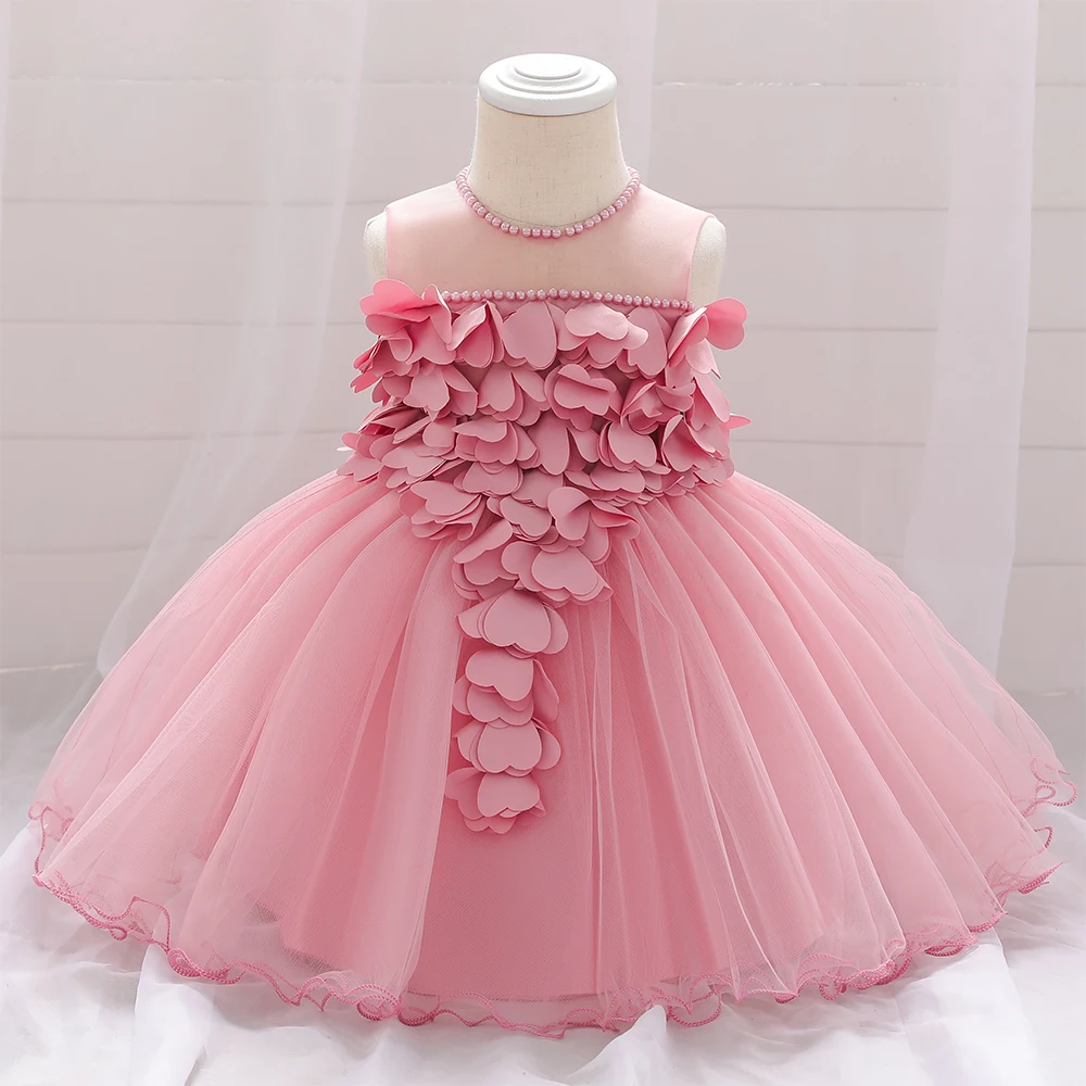 

2021 Baby Girl Summer Lace Heart White Dresses Baby Girls Princess Dress Baptism Clothes Newborn Birthday Dress For Baby Girl