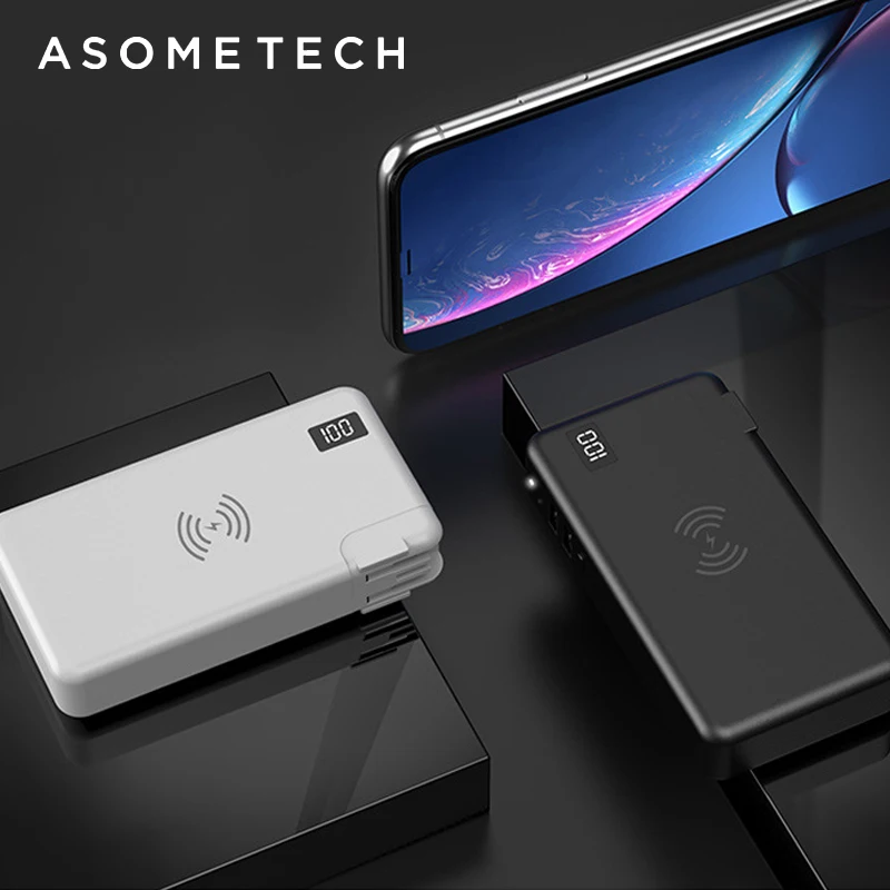 10000 мАч QC3.0 PD быстрое зарядное устройство Банк мощности Беспроводное зарядное устройство для Iphone samsung Tablet type C USB 3 в 1 18650 power Bank повербанк