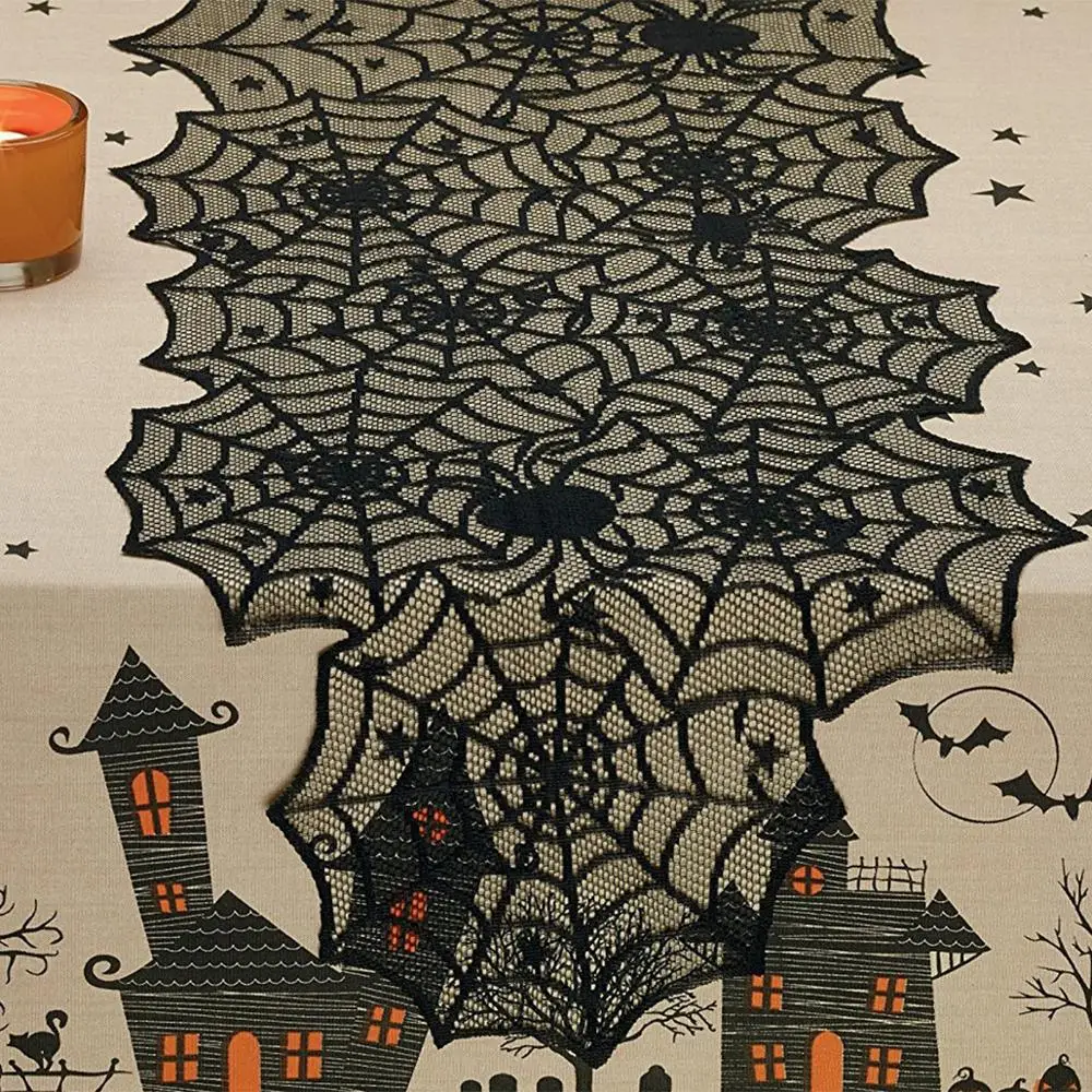 Настольная скатерть PATIMATE Spiderweb черные вечерние скатерти для Хэллоуина украшения