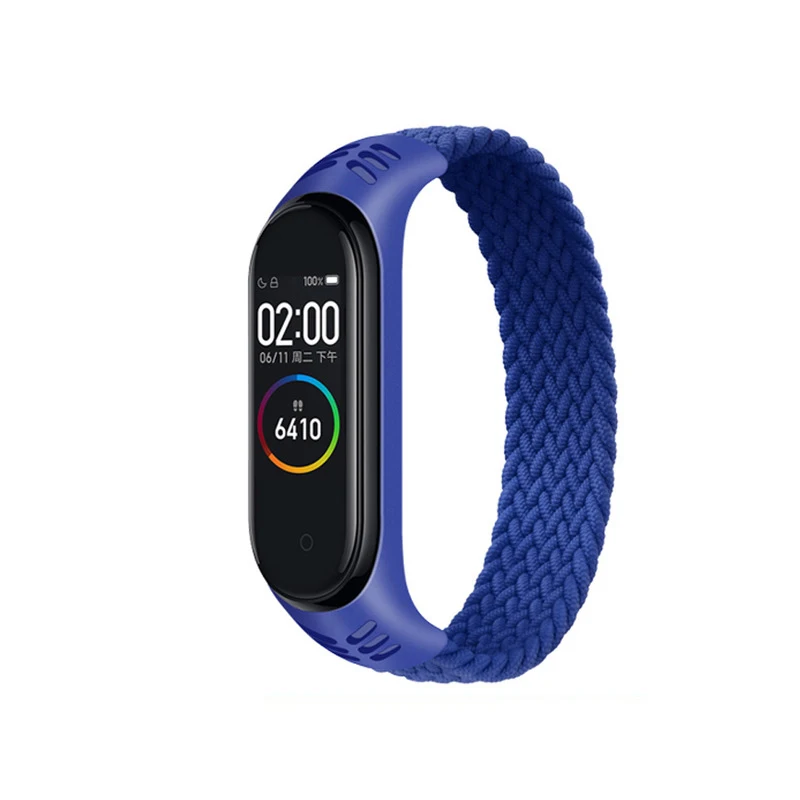 

Elastic Braided Solo Loop Strap Replaceable Nylon Bracelet For Xiaomi Mi Band 5 3 4 Nylon silicone Wristband For Miband 4 5 3
