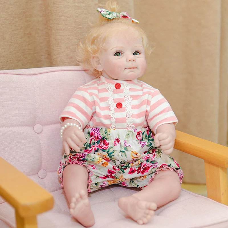 52 см Новорожденный Милый Лицо Bebe Reborn Baby Реалистичная Мягкая Плюшевая Игрушка Младенец С Ручной Растительностью Блондинка Высокого Качества Коллекционная Кукла.