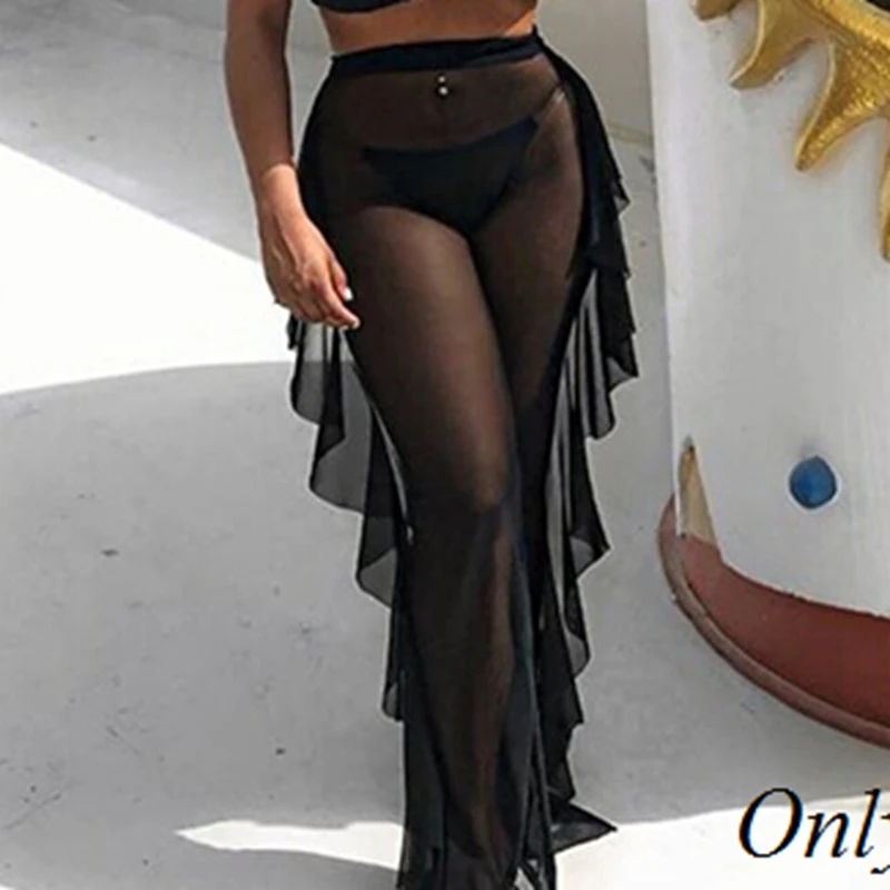 Сексуальные трусики для плавания с рюшами прозрачные сетчатые купальные штаны