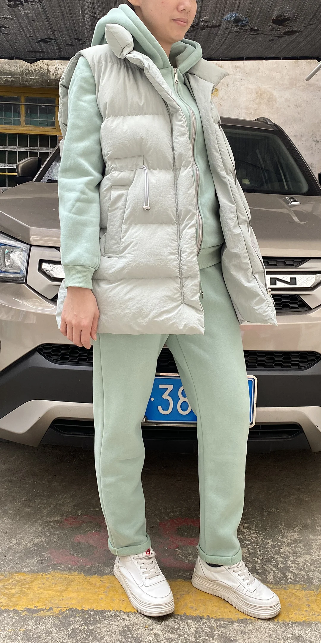 white pant set ALPHALMODA 2020 New Arrival Padded Vest Zip Hooded Trousers Women Winter Warm 3pcs Sweatpants Suit Solid Color M-XL plus size pants suits evening wear