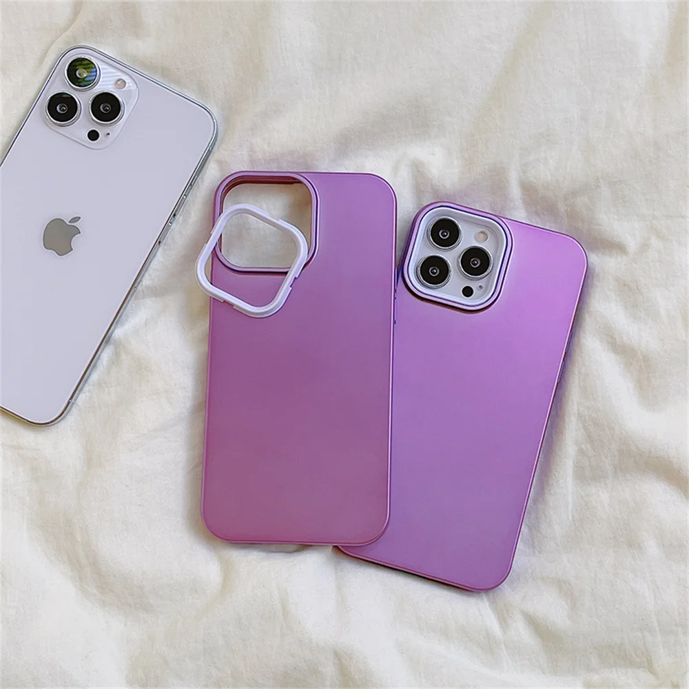 

Advanced plated matte gold purple mobile phone case For iPhone 13 12 11 Pro Max X XR XS Max 7 8 Plus SE Solid color anti-fall
