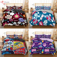 cartoon pattern bedding set soft duvet cover with pillowcase winter quilt kids child for bedroom twin queen king size bedclothes
