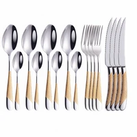 kitchen tableware set stainless steel fork spoons knives cutlery set gold 16 pieces silver dinnerware set 1810 stainless steel