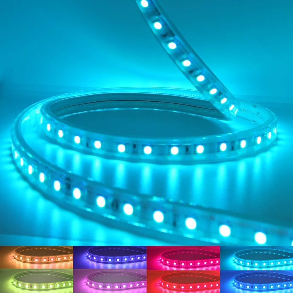 

Светодиодная RGB лента SMD 220, 5050 В переменного тока, 60 светодиодов/м