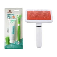 1set pet dog cat shedding grooming pin hair brush comb 3 sets dog pet finger toothbrush three head toothbrush set