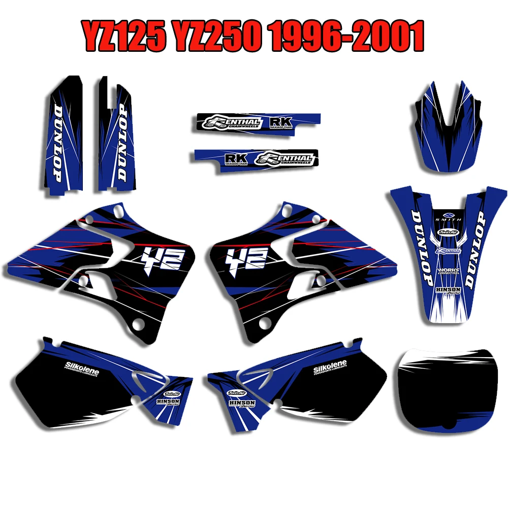 Команда Графика Фоны наклейки комплект для Yamaha YZ125 YZ250 YZ 125 250 1996- 1997 1998 1999 2010 2011 2012 2013 - Цвет: 0022