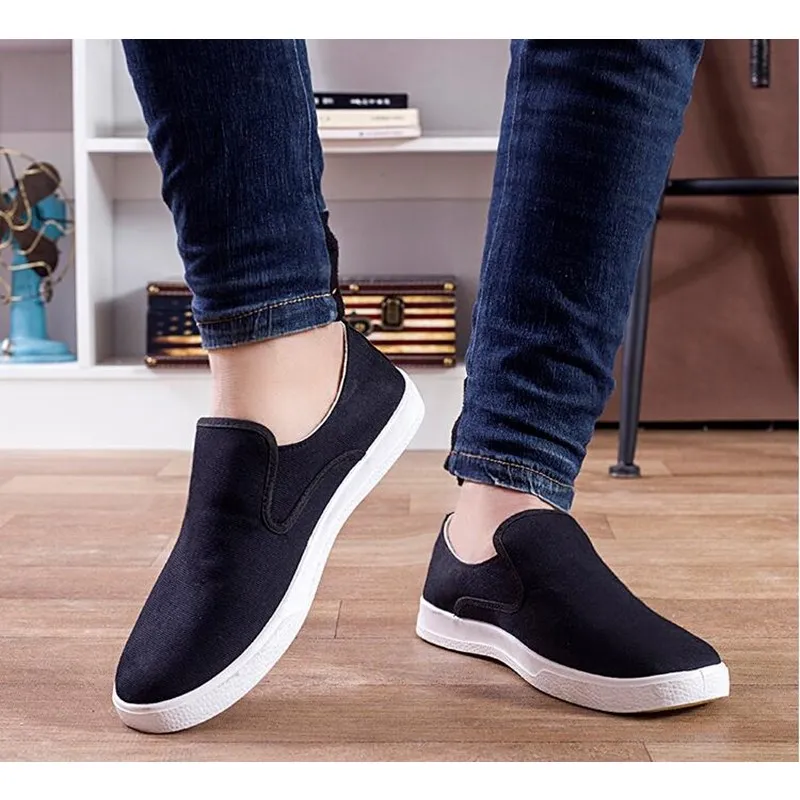 Мужская повседневная парусиновая обувь без шнуровки Классическая удобная на