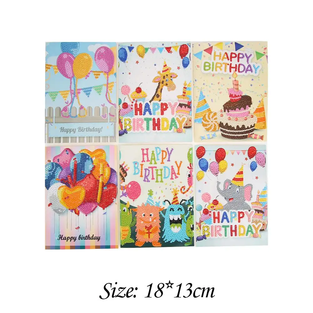 

DIY Diamond Painting Embroidery Birthday Paper Postcards Cartoon Greeting Cards Household Living Room Wall Supplies