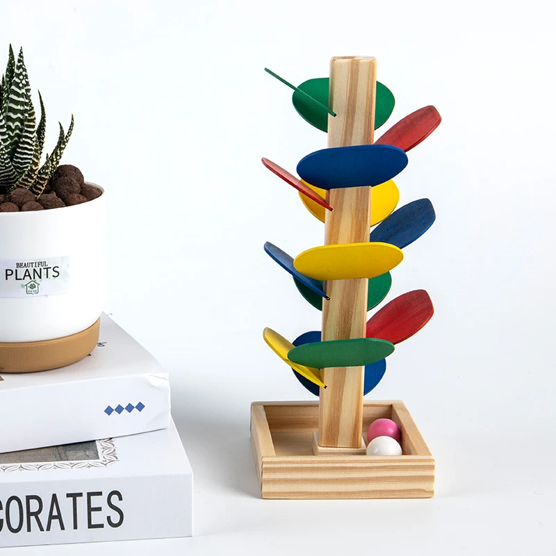 

Montessori Baby Wooden Spelling Building Blocks Petal Tree Toy Rainbow Ball Children's Small Track Educational Toy for Kids Gift