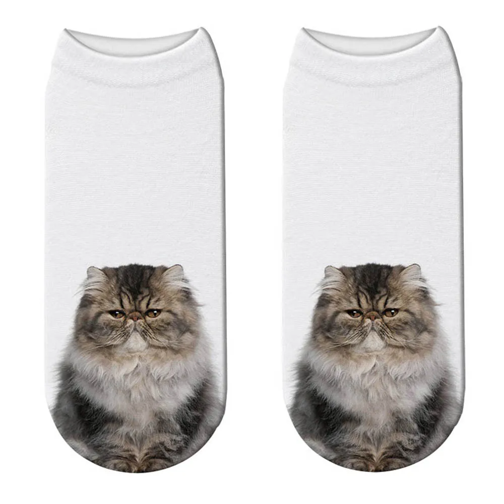 Милые носки с мультяшным 3d рисунком кошки женские забавные кавайные эластичные в