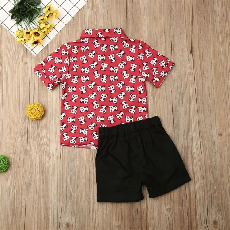 Рубашка и шорты для маленьких мальчиков с принтом панды |