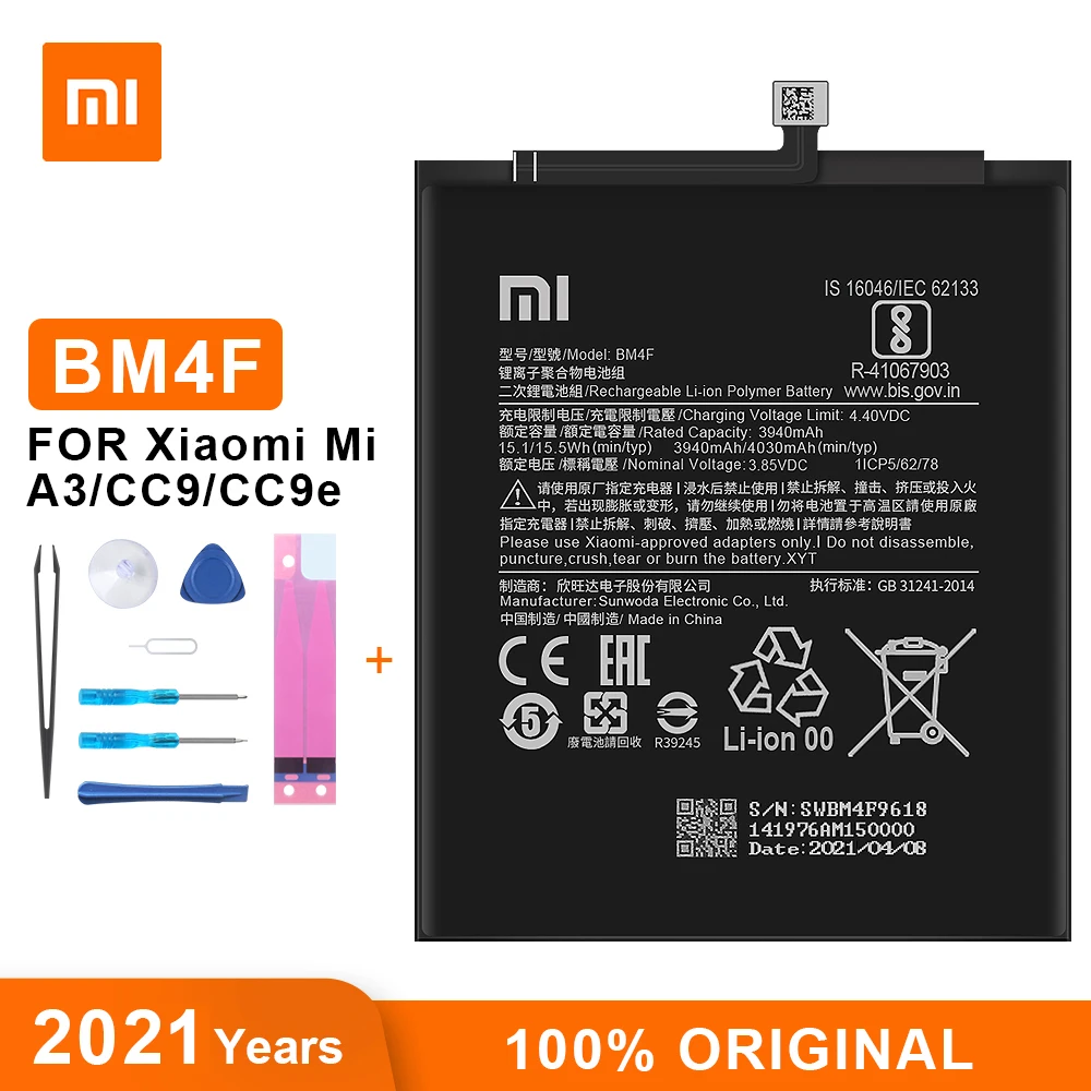 Оригинальный аккумулятор Xiao Mi BM4F 4030 мАч для CC9e CC9 E высококачественный Сменный