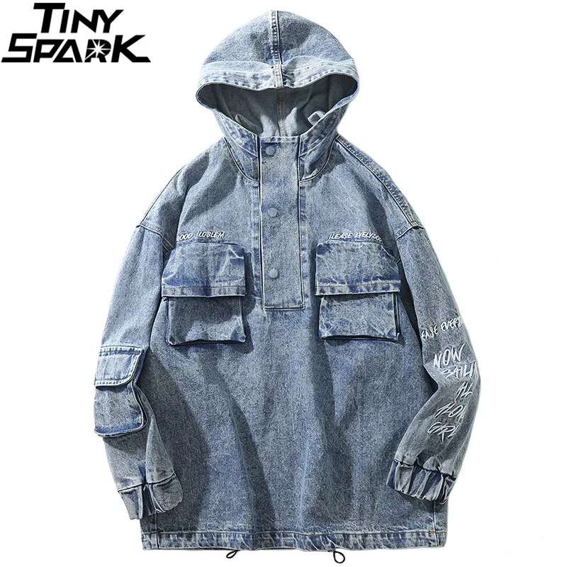 Мужские куртки пальто 2019 Осень Хип Хоп карманы джинсы толстовки Уличная Мужская