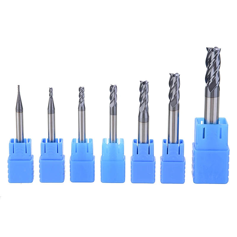 Набор концевых фрез комплект из 7 твердосплавных насадок с 4 канавками 50 градусов