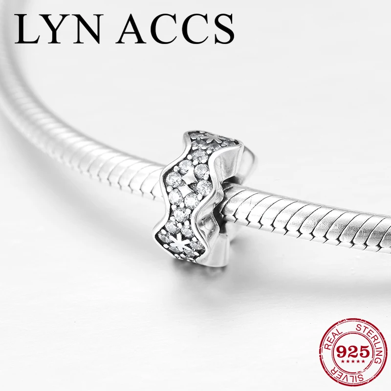 Бусины разделители из серебра 925 пробы с фианитами для изготовления ювелирных