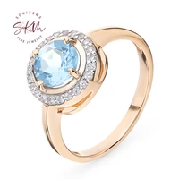 skm flower topaz rings 14k rose gold rings for women trnedy engagement rings designer promise luxury fine jewelry