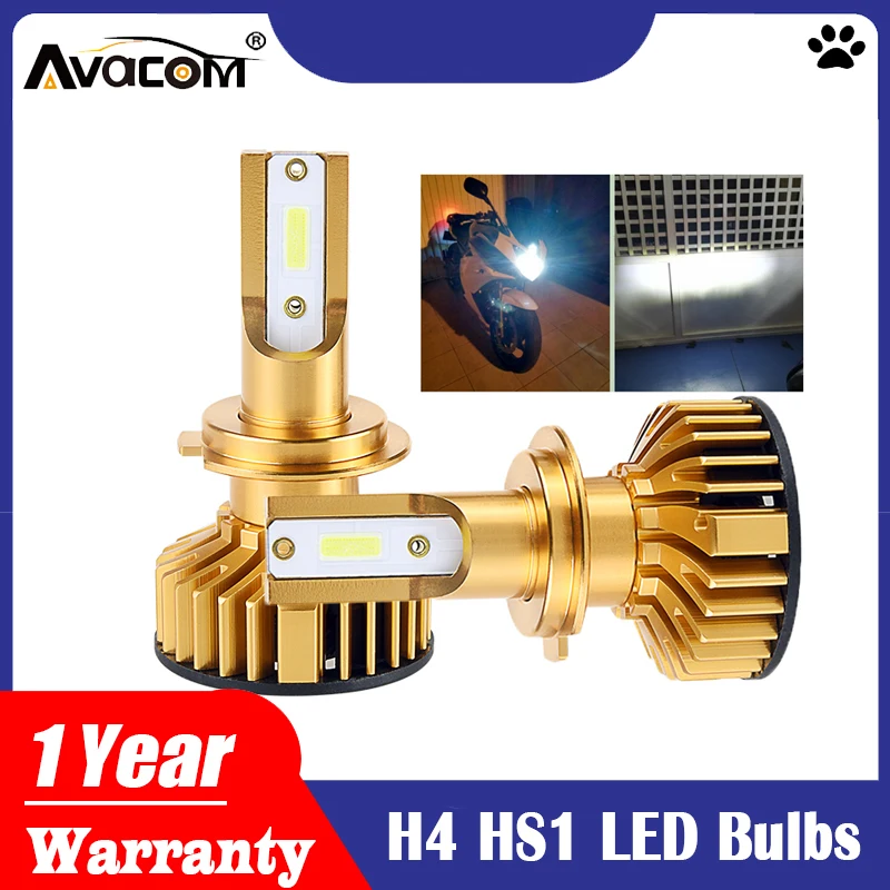 Avacom 2 шт. LED H4 HS1 Moto головной светильник лампы 12 В 6500 К Белый COB Чип 72 Вт 12000Lm H7