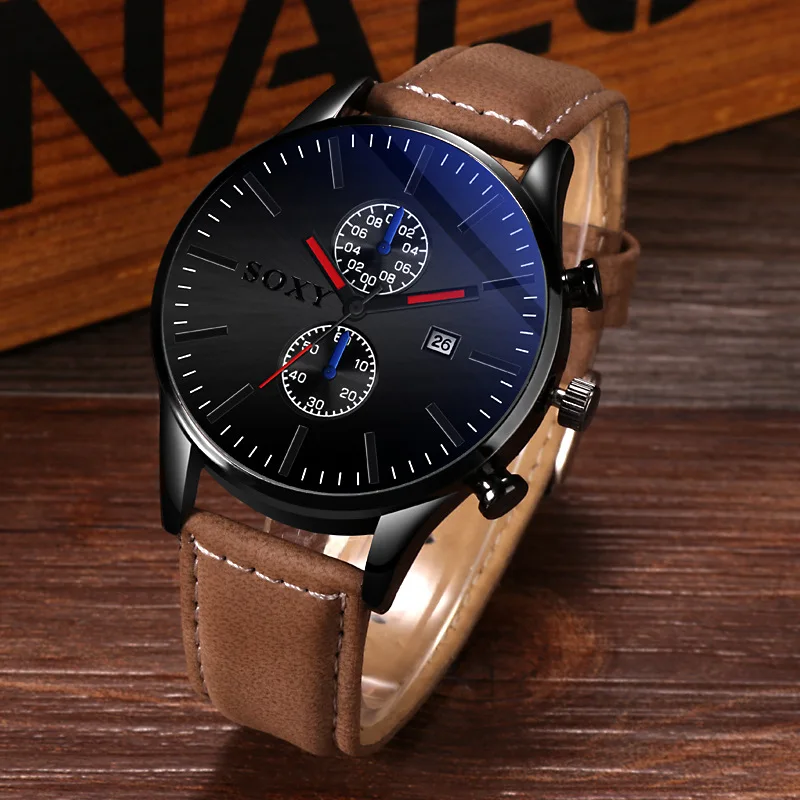 Часы наручные SOXY Series Мужские с календарем простые водонепроницаемые