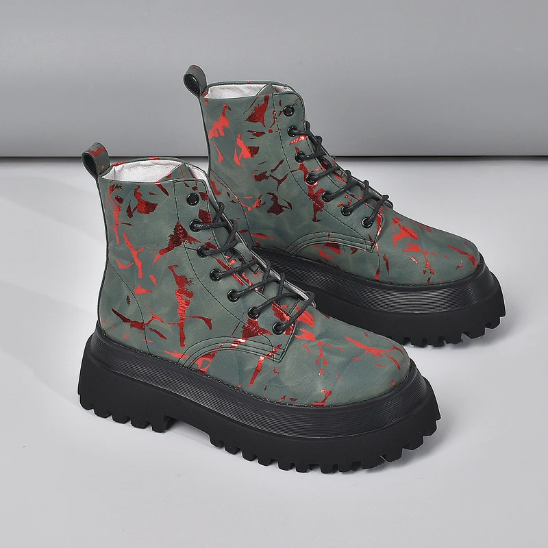 Женские ботинки кожаные на платформе зимние повседневные мотоциклетные 2020 |