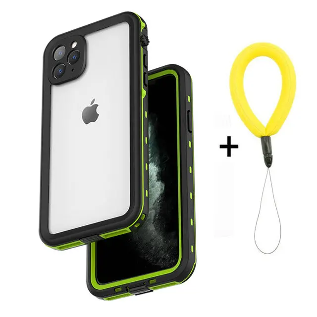 IP68 Водонепроницаемый чехол для iPhone 11 Pro Max на iPhone 11Pro водонепроницаемый чехол для дайвинга 360 Защита iPhone11 - Цвет: Green with Strap