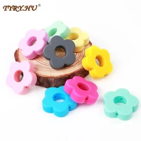 tyry hu 10pcs silicone beads flower baby teething nursing diy crafts teething chew beads clips soother chain accessories toy