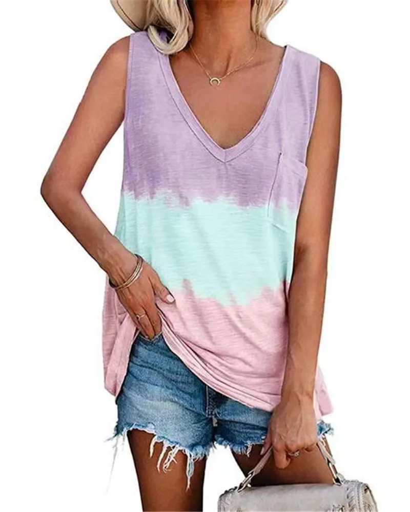 

Europe and the United States women's wear loose printed vest T-shirt top female fashion