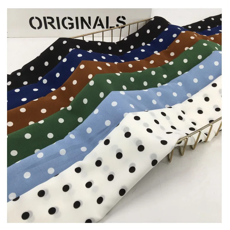 

0.8cm Polka Dots Printed Chiffon Fabric Material By Meter Breathable Soft Chiffon Fabric for DIY Patchwork Handmade Summer Dress