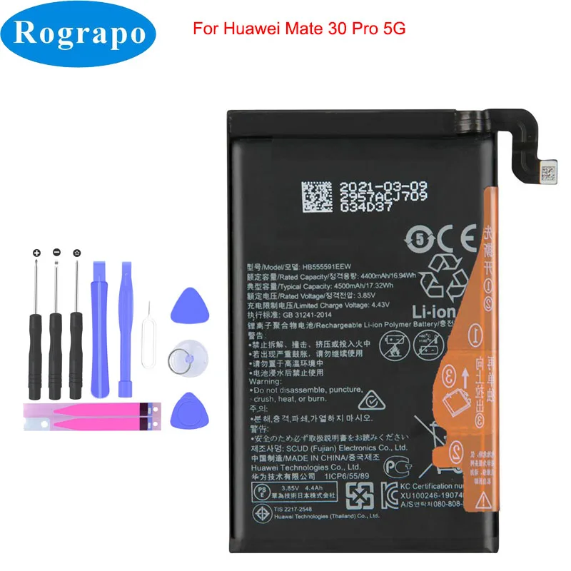 

New High Quality 4500mAh HB555591EEW For Huawei Mate 30 Pro 5G LIO-N09 LIO-N29 LIO-AN00 LIO-TN00 LIO-AL10 LIO-TL10 Battery
