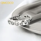 QMCOCO серебряные кольца для женщин, модные ювелирные изделия с изображением улыбки, открытые регулируемые вечерние ЦА, подарки для вечеринок