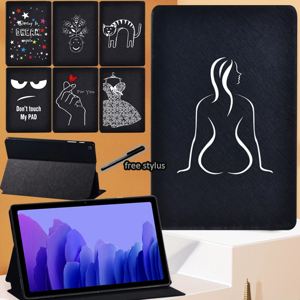 

For Samsung Galaxy Tab A7 10.4 Inch 2020 SM-T500 SM-T505 Tablet Stand Cover Case Folding PU Leather Protective Shell + Pen
