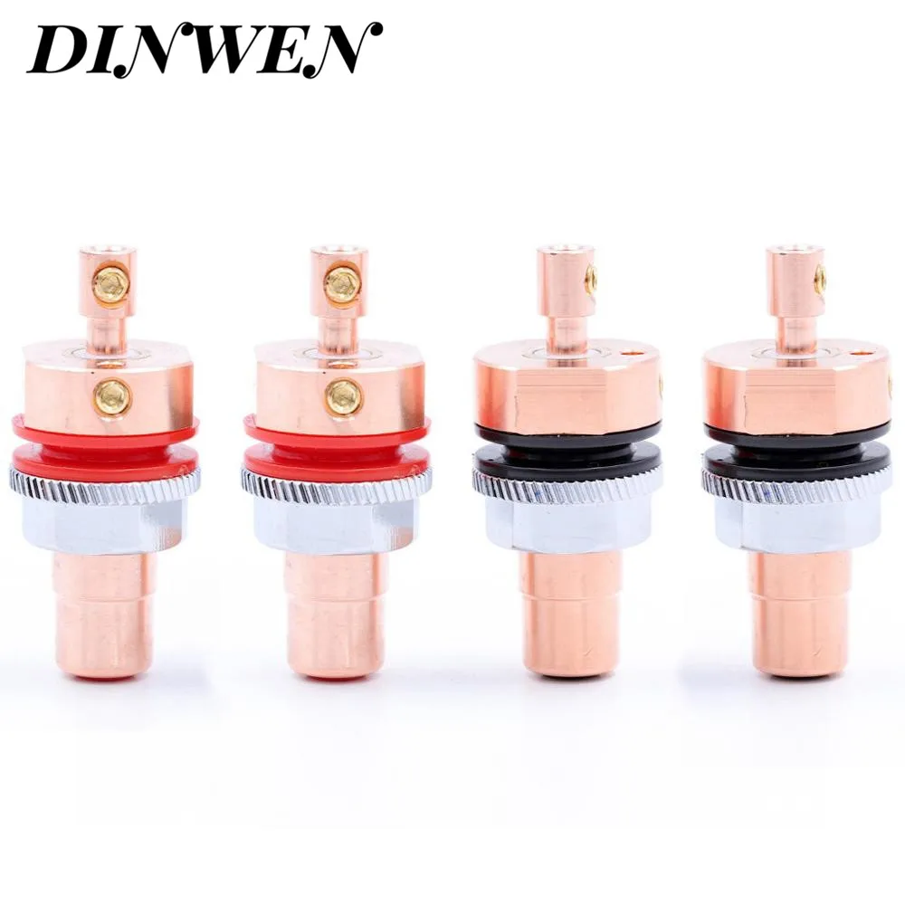 Copper4PCS Viborg чистый медь Female RCA разъем терминал 24K покрытие золотом и родием Hifi аудио видео сигнал вход выход розетка тефлон - Цвет: Copper4PCS