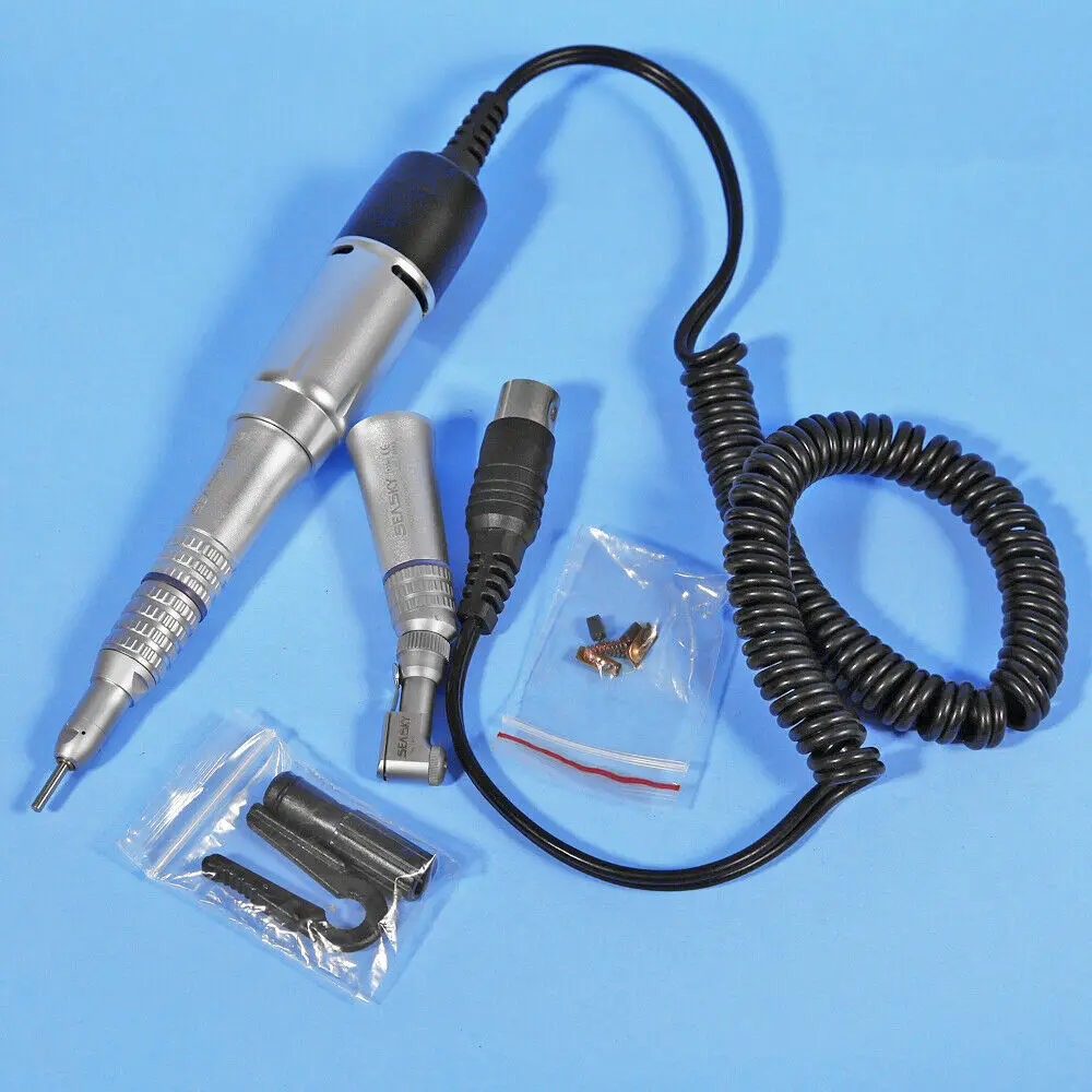 Dental Lab Marathon 35K rpm Electric Micro Motor Straight Nosecone Contra Angle Latch Type Handpiece  Polishing Kit
