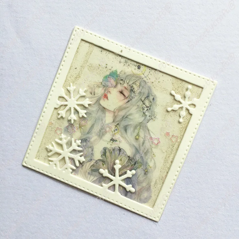 

Snowflake Frame Scrapbooking Shake Metal Cutting Dies Stencil Craft Background stamps Die Cut New 2022 Christmas Card Making