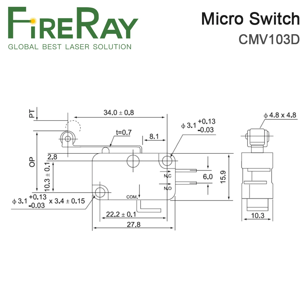 FireRay 10 шт. концевой выключатель маленький CMV103D мгновенный микровыключатель с