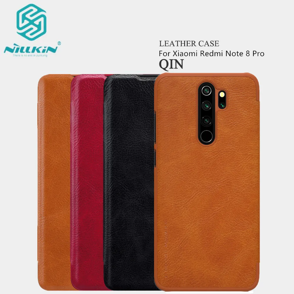 Чехол для Xiaomi Redmi Note 8 Pro чехол Nillkin Qin из натуральной кожи винтажный откидной с