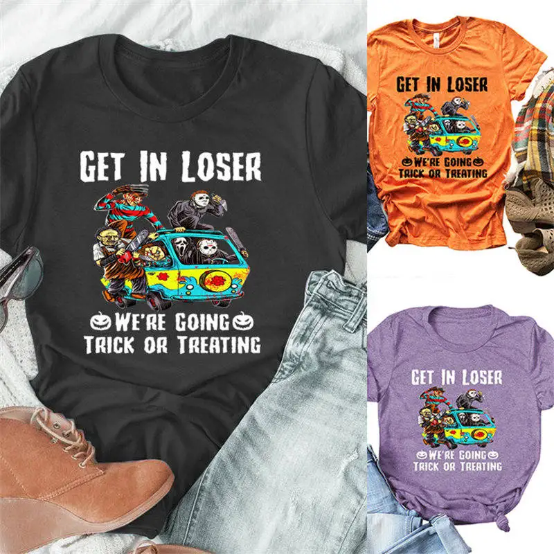 Женская Повседневная футболка на Хэллоуин с надписью Trick Or Treating мягкая