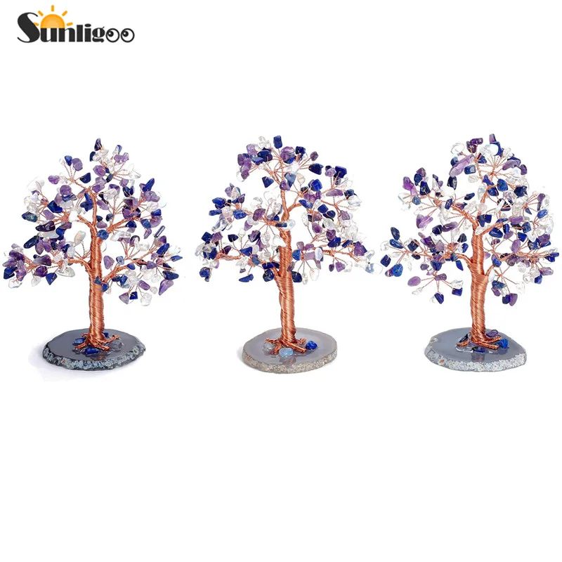 Sunligoo Reiki лечебные кристаллы денежное дерево медная проволока обернутые