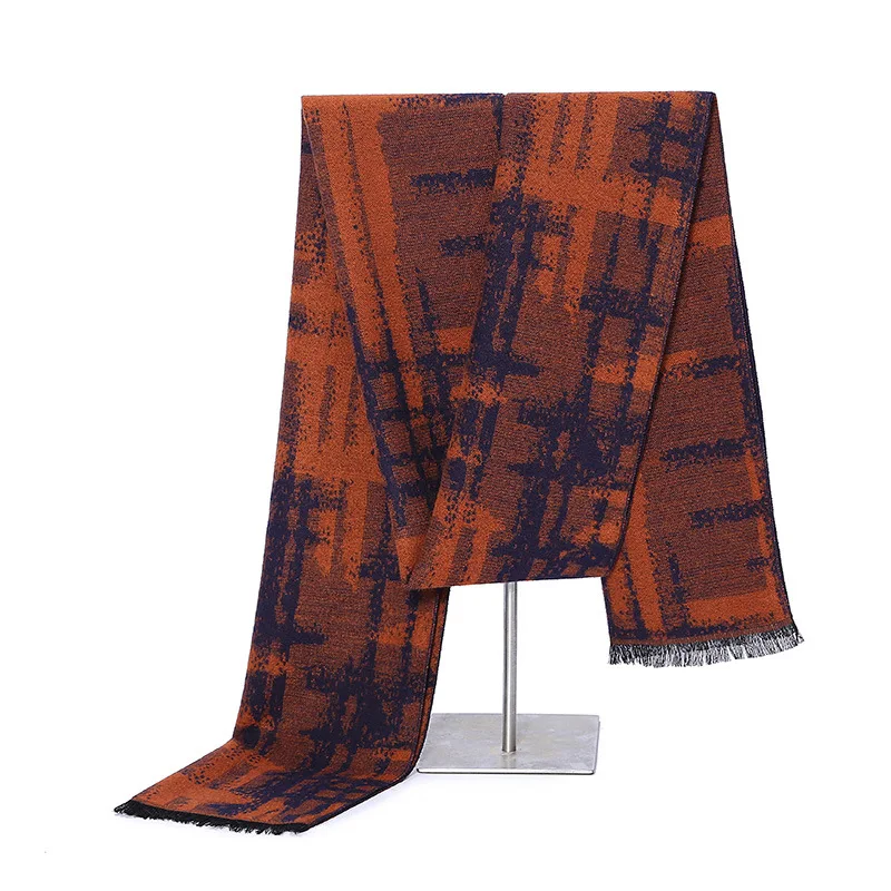 Зимний кашемировый шарф для мужчин Классический клетчатый шали шарфы мужские