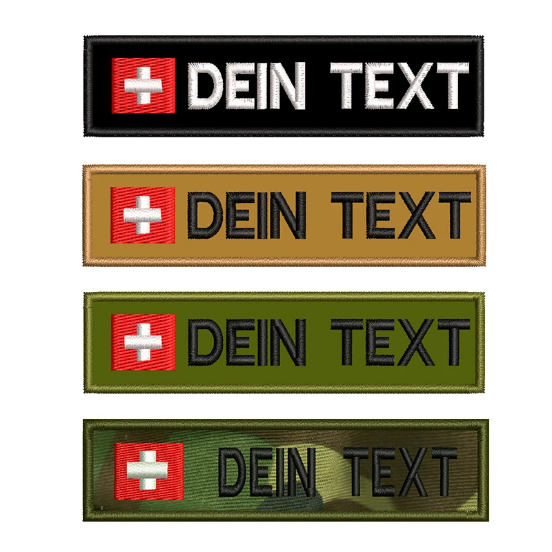 Personalized Swiss Flag Name Patches For Clothing Uniform Hat Tactical Backpacks Dog Collar Harness  Iron On Or Hook Backing