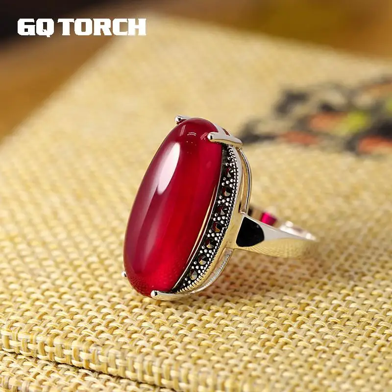 GQTORCH 925 пробы серебряные увеличенные зеленые агатовые красные рубиновые большие