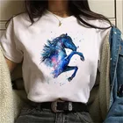 Женская футболка с акварельным принтом, с коротким рукавом и круглым вырезом